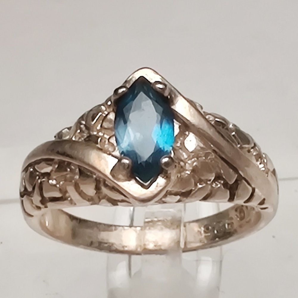 Artist Made Sterling Silver Ring with Blue Stone 6